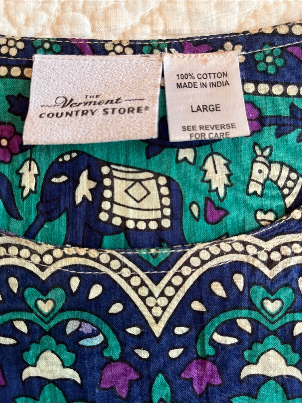 Cotton Tiered Muumuu Dress Long Pockets Womens Large Floral Elephant Print Boho - Picture 2 of 16